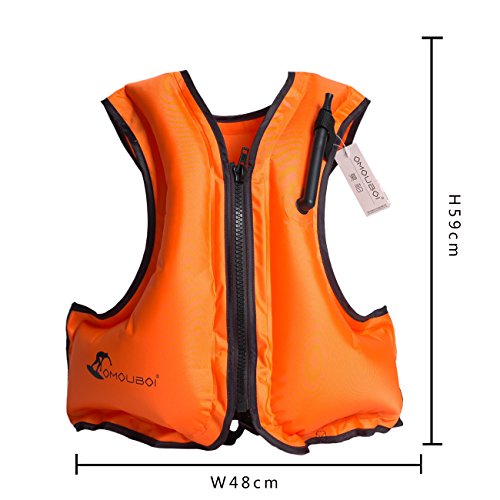Life Jacket Adult Inflatable Swim Vest For Snorkeling By OMOUBOI,Suitable For 80-220lbs - Thumbnail 2