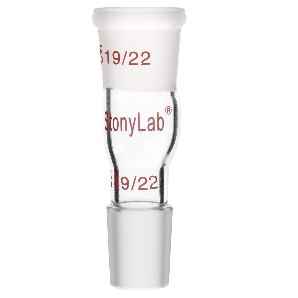 stonylab Borosilicate Glass Straight Connecting Adapter, 30 mm Between 19/22 Outer Joint and Inner Joint for Laboratory