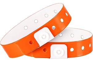 Ouchan Plastic Wristbands Neon Orange- 500 Pack Wristbands for Events Club Music Meeting Party