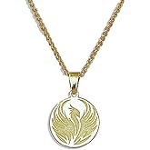 BeautyName Phoenix Necklace with Angel Wings - Gold Plated Phoenix Rising Pendant for Women - Spiritual Bird Jewelry Charm - Mythical Angel Necklace Gift