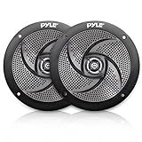 Pyle Marine Speakers - 4 Inch 2 Way Waterproof and Weather Resistant Outdoor Audio Stereo Sound System with 100 Watt Power and Low Profile Slim Style Design - 1 Pair - PLMRS4B (Black)