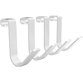 FLEXIMOUNTS 4 Pack Add-On Storage Rail Hooks, White | Accessory for Garage Ceiling Rack and Wall Shelving, Max Weight Capacity up to 50 lbs