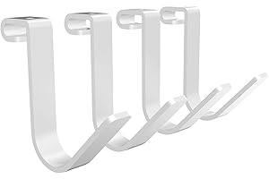 FLEXIMOUNTS 4 Pack Add On Storage Rail Hook Accessory for Ceiling Rack and Wall Shelving, Max Weight Capacity up to 50lbs, White