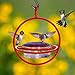 Mosaic Birds Hummingbird Feeder for Outdoors Hanging, 3.4 OZ Hummingbird Feeders, Glass Bowl with 4 Feeding Ports, Leak Proof Lid & Circular Perch, Red Bird Feeder, Unique Hummingbird Feeders
