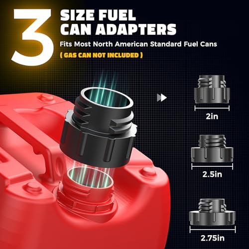 DIYtoolifz Cordless Fuel Transfer Pump with Auto-Stop, 3.2 GPM Flow Portable Fuel Pump Compatible with DeWalt 20V & Milwaukee 18V Batteries, with 41'' Hose, 3 Adapters for Diesel, Gasoline (Bare Tool)