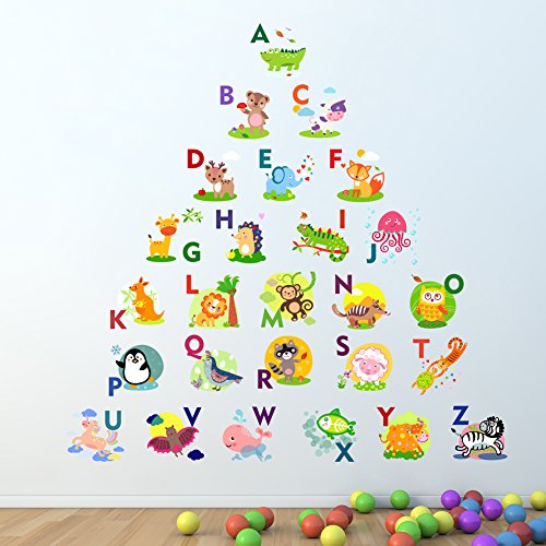 Alphabet Wall Sticker Learn Letters Kids Room Decal Children Art Graphics Lettering Mural