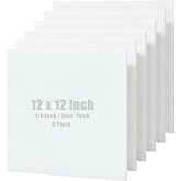 JMIATRY 6PCS White Acrylic Sheet 1/8 Inch Thick 12x12IN Cast Acrylic Sheet | Matte White, 3mm Plexiglass Sheet, 32% Translucent Acrylic Square, Plastic Panel Board for Signs, Lighting, DIY Crafts