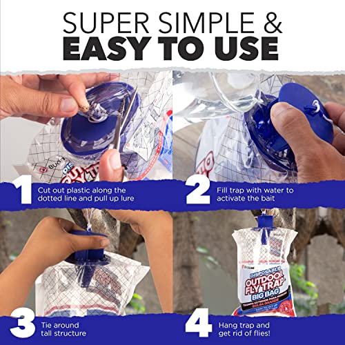 Fly Traps Outdoor Hanging Fly Catcher. 2 Pack Big Fly Bags Disposable