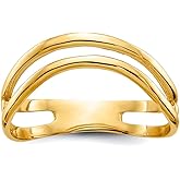 JewelryWeb 14k Yellow Gold Solid Polished Double Wave Fashion Thumb Ring Size 9.00 Ring for Women