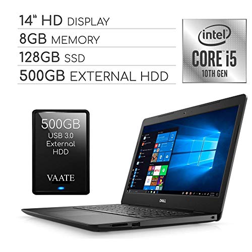 Dell Inspiron 2020 14″ HD Laptop Computer, 4-Core Intel i5-1035G4 up to 3.7 GHz, Iris Plus Graphics, 8GB RAM, 128GB SSD, Webcam,Bluetooth,Wi-Fi,HDMI, Win 10 S / 500GB External HDD