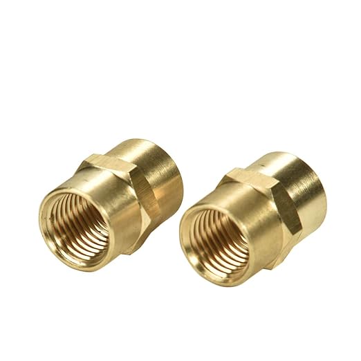 2 Pack 1/4" x 1/4" NPT Coupler, Brass Female Pipe Fitting Home Improvement