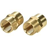Sanpaint 2 Pack 1/4" x 1/4" NPT Coupler, Brass Female Pipe Fitting | (1/4" x 1/4" NPT Female, 2)