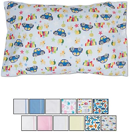 Toddler Pillowcase 13x18, Blue Cars, 2-Pack, Envelope