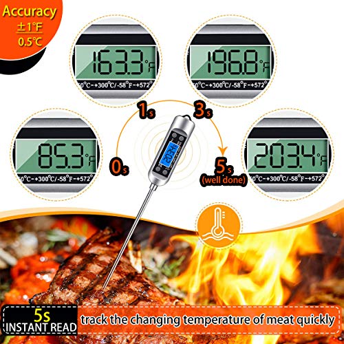 Cbiumpro Meat Thermometer, Ultra Long Probe Instant Read Digital Kitchen Food Thermometer for Cooking, Meat Grilling, Cheese, Yogurt, Baking, Candy, Milk, BBQ Smoker