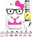 Bukit Cell ® Hello Kitty Nerd Case Bundle - HOT PINK 3D Hello Kitty (with Glasses) Silicone Case for IPHONE 5C + Cleaning Cloth + Hello Kitty Figure Stylus Touch Pen + Screen Protector + METALLIC Stylus Touch Pen