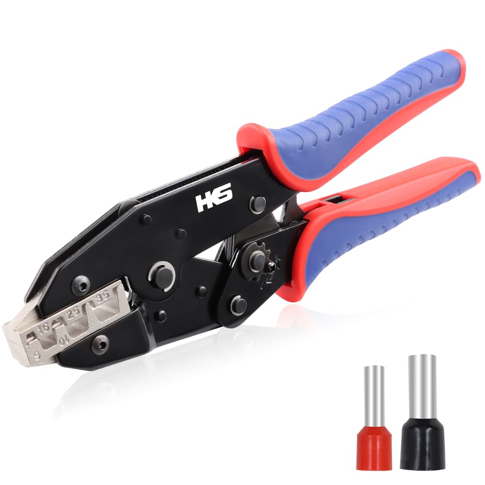Photo 1 of HKS Crimping Tool for Sleeves Ferrule Terminals & Pin Cord End- Ratcheting Wire Crimpers - AWG 10-2 (6-35mm²) - Ratchet Terminal Crimper - Electrical Crimping Tool