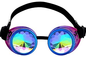 OMGREAT Kaleidoscope Goggles for Raves Trippy Psychedelic Steampunk Glasses with Rainbow Prism Diffraction Crystal Lenses