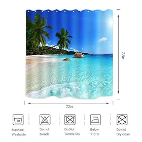 ZXMBF Ocean Beach Shower Curtain Blue Sky Sea Tropical Palm Trees Seaside Landscape Bath Curtain Waterproof Fabric… 51vLFZCMCGL