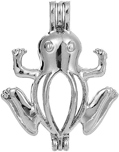 10pcs Silver Plated Bead Cage Charm Locket Pendant - Add Your Own Pearls, Stones, Rock to Cage,Add Perfume and Aromatherapy Essential Oil Diffuser Pendant Charms.Frog