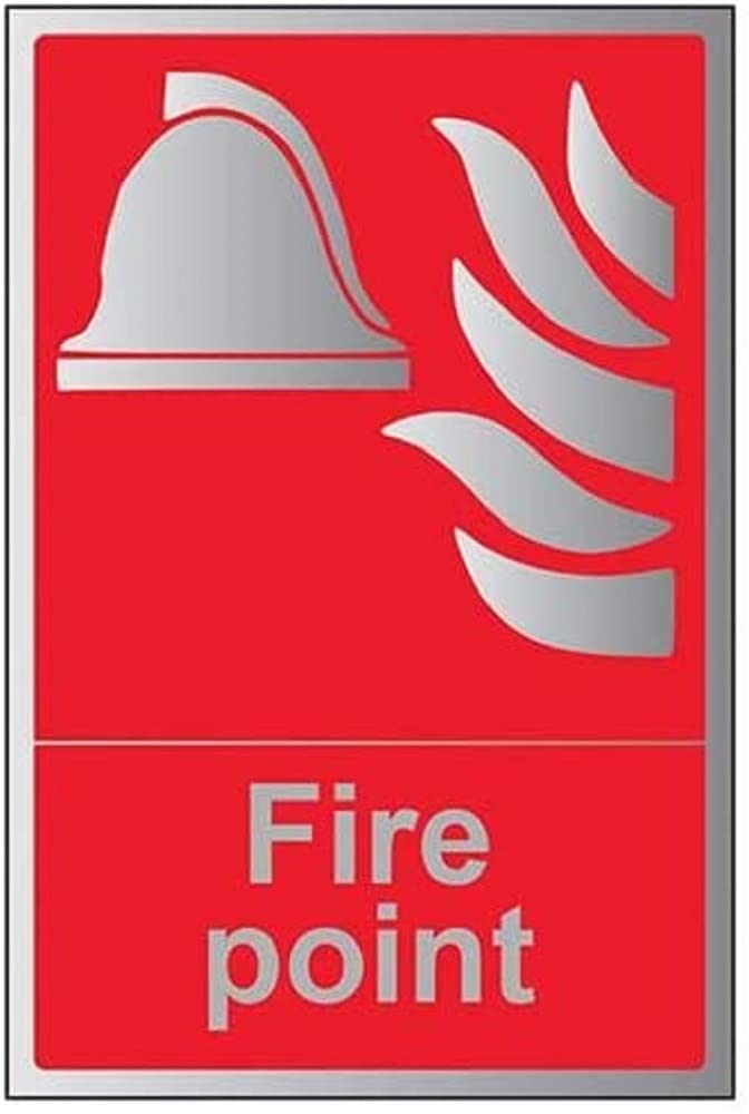 V Safety Fire Equipment-Fire Point Sign - 200mm x 300mm - 3mm Brushed Alu Comp