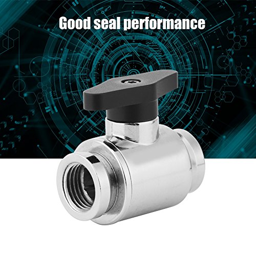 Richer-R Water Cooling System,G1/4" Internal Thread Silver Water Cooling Valve Water Ball Valve with Handle for Computer Water Cooling System(Black)
