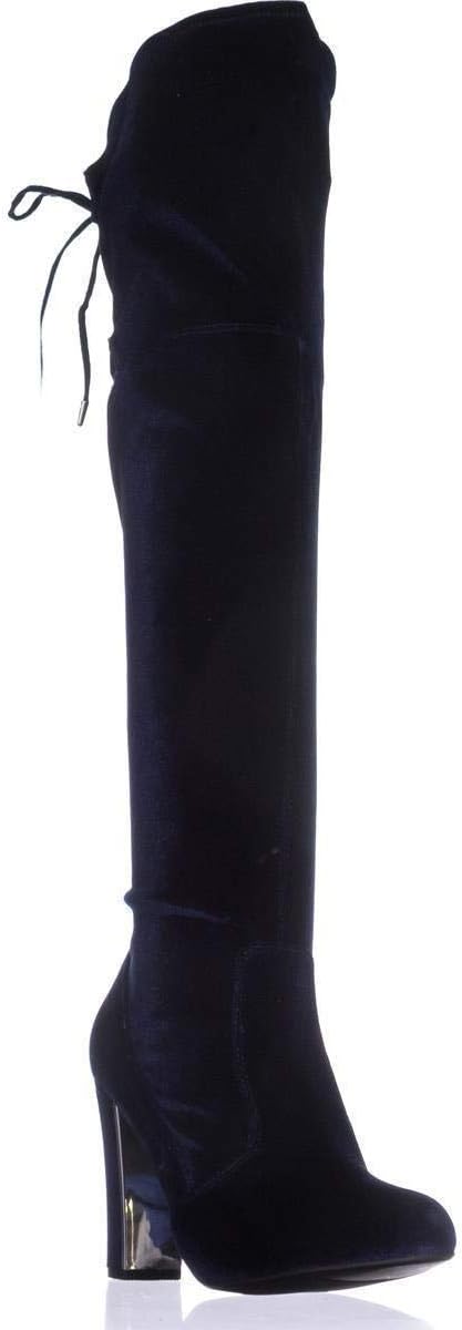 Material GirlWomens Priyanka Closed Toe Knee High Fashion Boots, Navy, Size 7.5