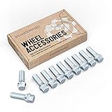 10pcs Extended Silver Zinc Lug Bolts - 14x1.5, 40mm Shank (Not OEM Length), Cone Seat - Compatible With Audi TT A3 A4 S4 A5 S5 A6 S6 A7 S7 A8 S8 B5 B6 B7 B8 VW Volkswagen Jetta Golf GTI R32 Passat CC