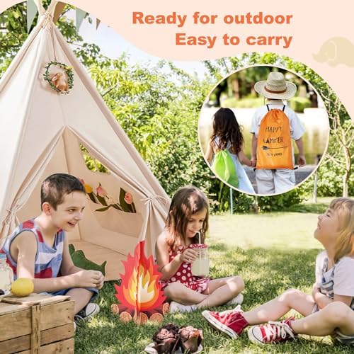 Tiny Land Teepee Tent for Kids with Star Lights, Foldable Play Tent for Girls & Boys, Washable Indoor Toddler Tent, Cozy Warm Reading Nook & Room Decor