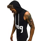 Men Fitness Muscle Print Sleeveless Hooded