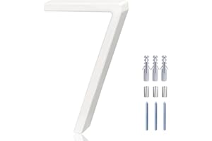 REAVOR 6 Inch White House Numbers for Outside modern - Modern Floating House Numbers, Creats Attractive Interesting Shadows, High Gloss Number 7