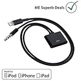 ME 30 Pin to 8 Pin Cable Adapter Converter with 3.5mm Audio Connector for Iphone 5/5s/6/6s/iPod Touch/iPad Air, Ipad Mini, Black