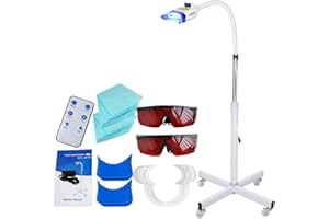CARESHINE 3 Mode Mobile Teeth Whitening Lamp 10 LED Blue/Red/Purple Cold Light Lamp Bleaching Accelerator System Professional Dental Teeth Whitener Oral Care LED Teeth Whitening Machine Floor Standing Type