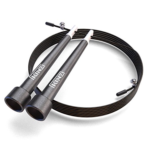 Kinzi™ Jump Rope - Fast Speed Cable for Mastering Double Unders - Best For Cross Fitness Training - WOD's - Boxing - MMA - Exercise and Fitness - Carry Case - 100% Lifetime Guarantee