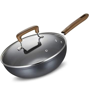 ZHANGY Pan Sartén sartén sartén sartén de 10"con Tapa de Vidrio Templado Cocina para