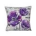 Vovomay Home Purple Flower Style Home Decorative Flax Throw Pillow Cover Cushion Case Square Pillowslip For Home Decor 18 X 18'' (Flower-A)