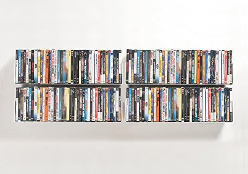 TEEbooks - DVD &amp; CD shelves - Set of 4 - STEEL - WHITE - Supports up to 224 CDs / 160 DVDs