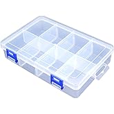 TOPINSTOCK Plastic Compartment Storage Box With Adjustable Divider Removable Grid Compartment for Jewelry Small Accessories Hardware Fitting (8 Grids-Large x 1 Pack)