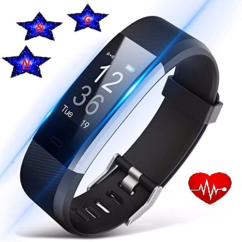 N&G STARS Fitness Tracker with Heart Rate Monitor ID115PlUS HR (VERYFIT PRO APP), Smart Watch, Activity Tracker with GPS Tracker, Step Counter, IP67 Waterproof Bluetooth Pedometer for Android and iOS