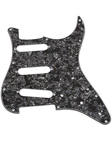 Electric Guitar Pickguard 3 Ply 11 holes SSS for Fender Standard Stratocaster Modern Style Guitar Parts (Black Pearl)