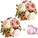 CEWOR 2 Pack Artificial Peony Silk Flowers Bouquet with Satin Ribbon for Home Bridal Wedding Party Decorationï¼ˆPinkï¼‰