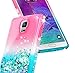 Galaxy Note 4 Case with Screen Protector for Girls Kids Women, NageBee Glitter Liquid Sparkle Bling Floating Quicksand Waterfall Diamond Cute Case for Samsung Galaxy Note 4 -Pink/Aqua