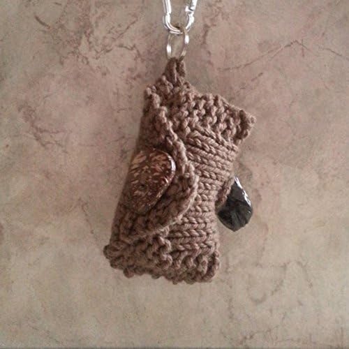 Dog Poop Bag Holder Keychain 1/4 inch split key ring Carabiner Warm Brown