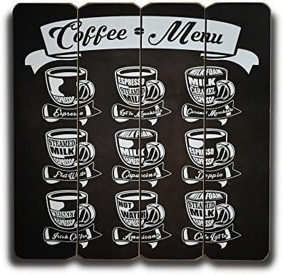 JILIGUALA Coffee Menus 9 lists 16 x 16 inches Medium Density Fiberboard Wall Plaque Wood Pallet Wall Art Sign Plaque (M17C-4M008)