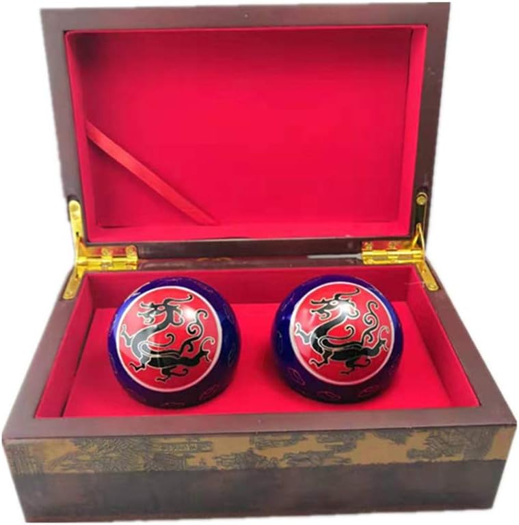 Hjyi Baoding Ball,Dark Blue Baoding Health Stress Exercise Balls Chinese Exercise Stress Balls Craft Collection with Gift Box