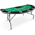 DC DICLASSE Foldable 7 Players Poker Table for Blackjack, Texas Hold'em Table with Stainless Steel Cup Holder, Casino Leisure Table for Card Games, Dominoes, Board Games,Green Speed Felt