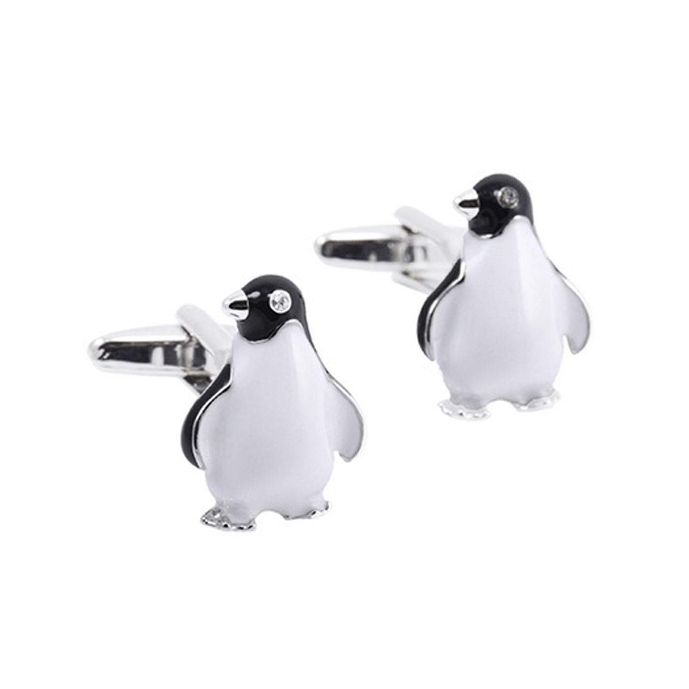 Charles William Novelty Cute Penguin Black White Silver Pair Of Cufflinks