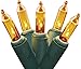 NorthLight Gold Mini Christmas Lights 2.5 in. Space - Green Wire, Set Of 50