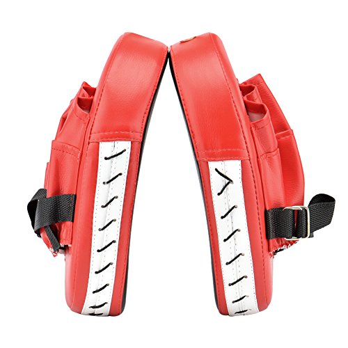 Cozyswan-Almohadilla-de-Entrenamiento-de-Boxeo-Paos-de-Boxeo-Manoplas-de-Poliuretano-Color-Rojo