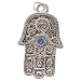 Silver Plated Hamsa Hand Charm Adorned With Sapphire SWAROVSKI ELEMENTS Crystal 23mm (1)