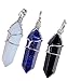 Weitengs 3pcs Opalite Lapis Lazuli Black Crystal Healing Stones Crystals Chakra Pendants for Necklace Making